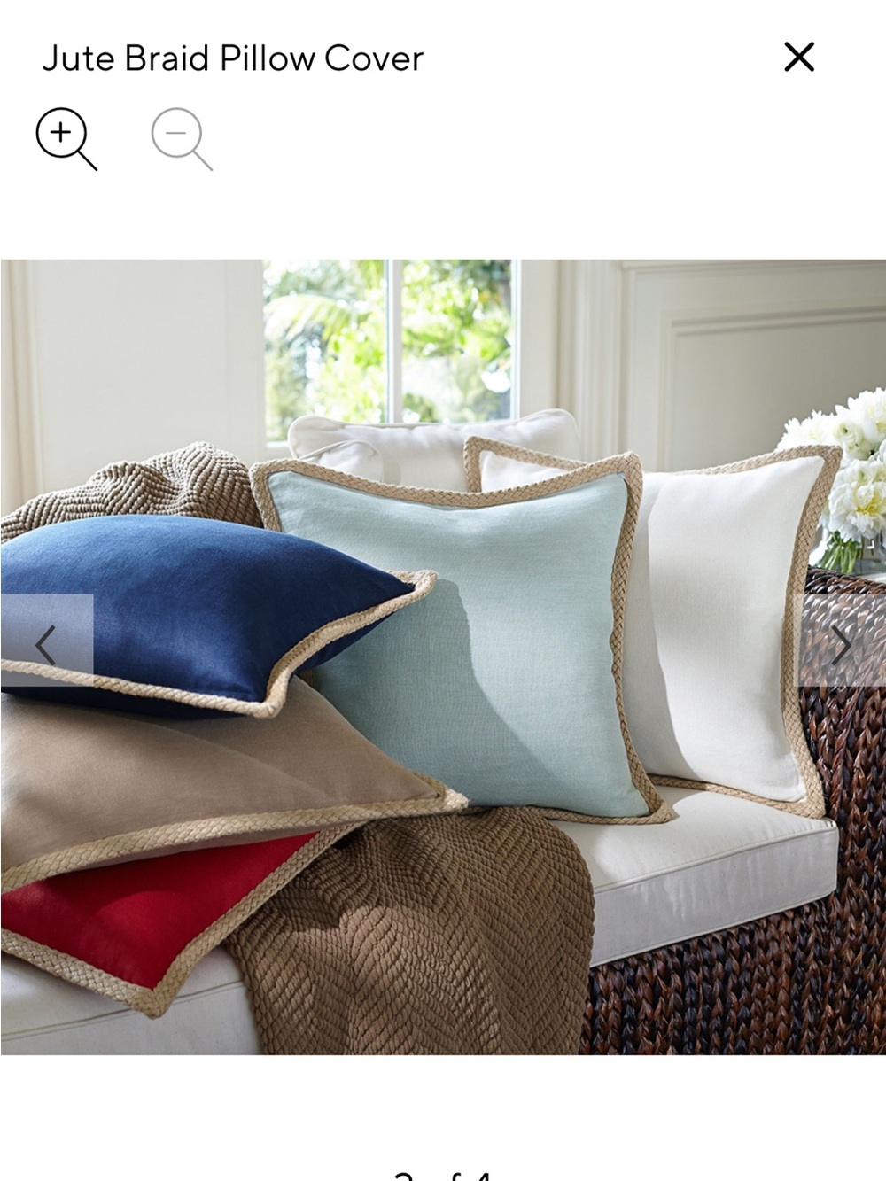 Pottery Barn Jute Braid Pillow Cover Set (Blue)